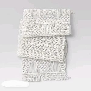 OPALHOUSE 108" x 14" Cotton Macrame Runner Table White